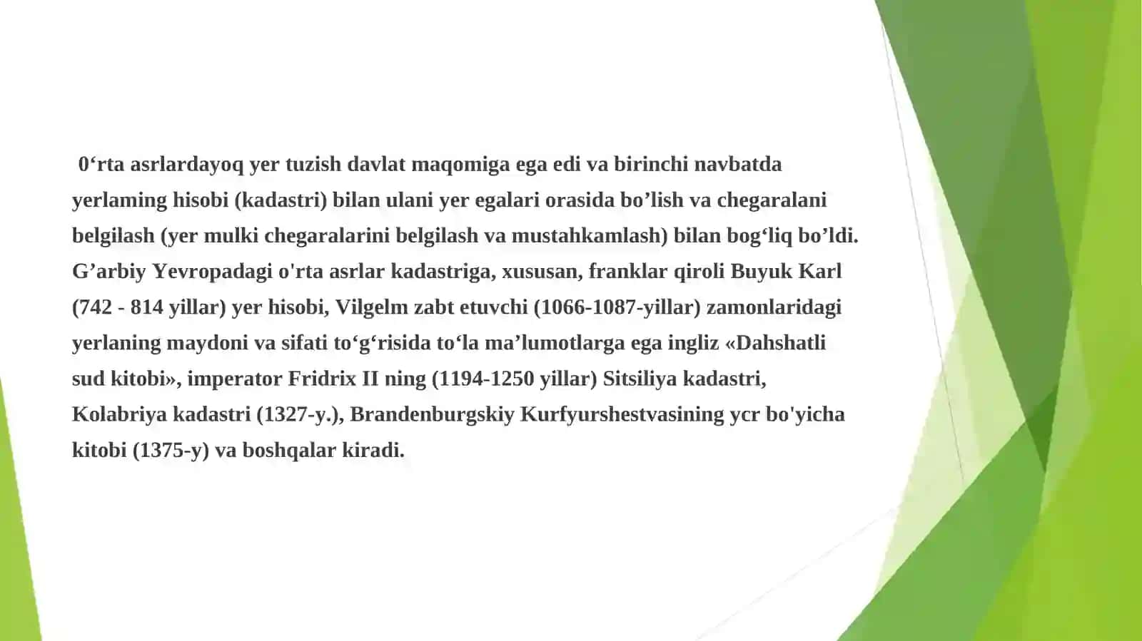 Feodal yer egalari va yerdan foydalanish tu’rlarining kelib chiqishi va rivojlanishi 4