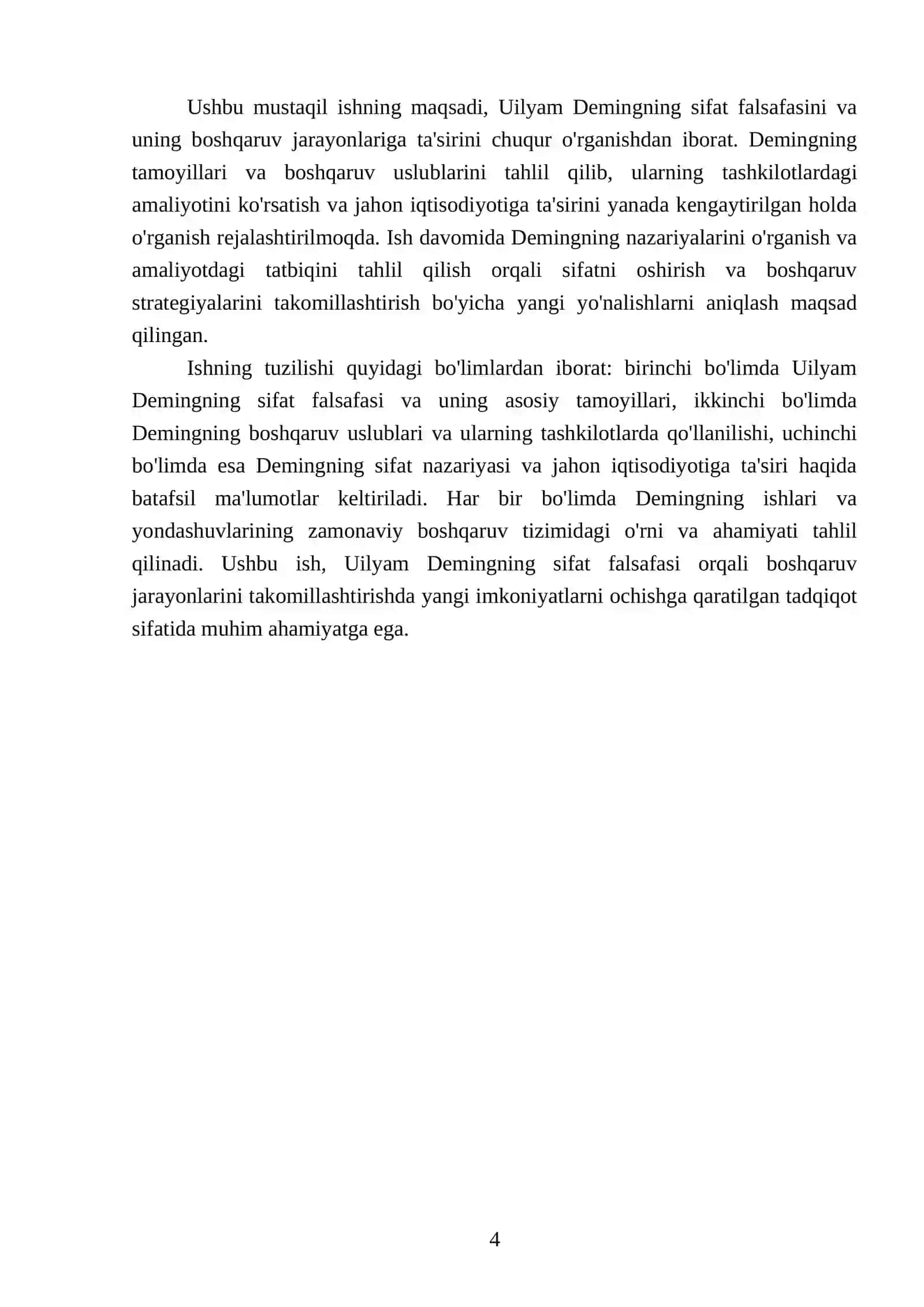 Uilyam Deming sifat falsafasi va uning boshqaruvga ta’siri 4
