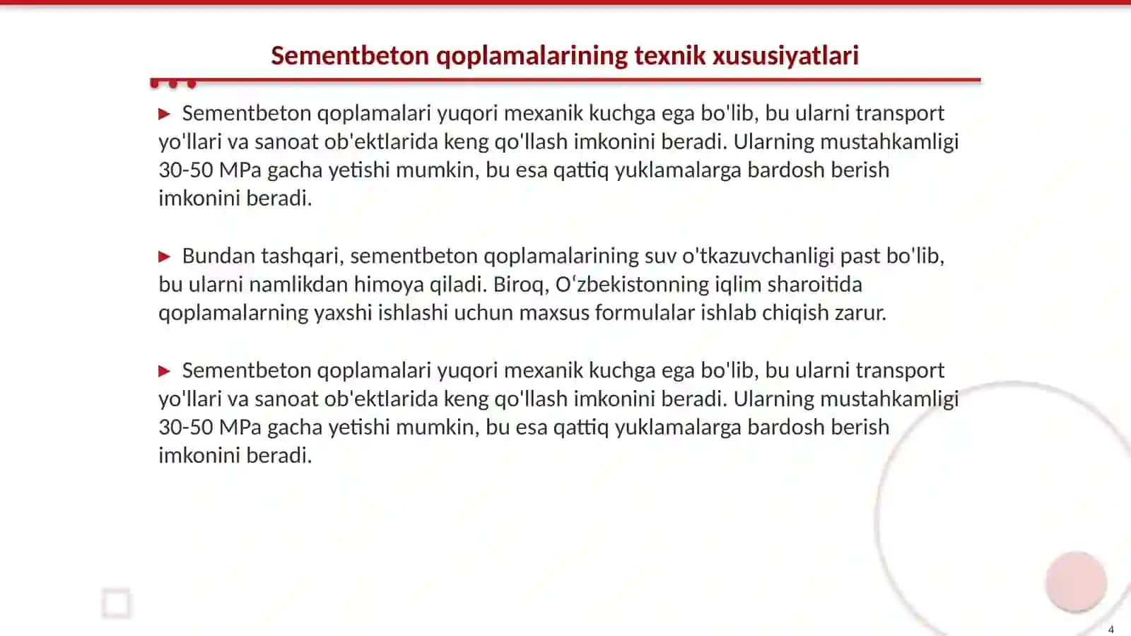 Oʻzbekiston tabiiy iqlim sharoitda sementbeton qoplamalarini qurishning oʻziga xos tomonlari 4