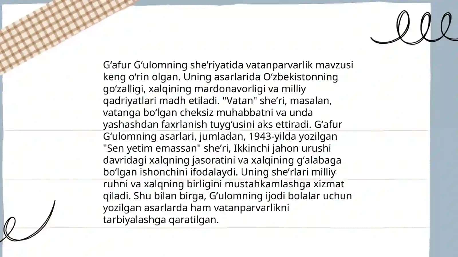 G’afur G’ulomning ijodi haqida 4