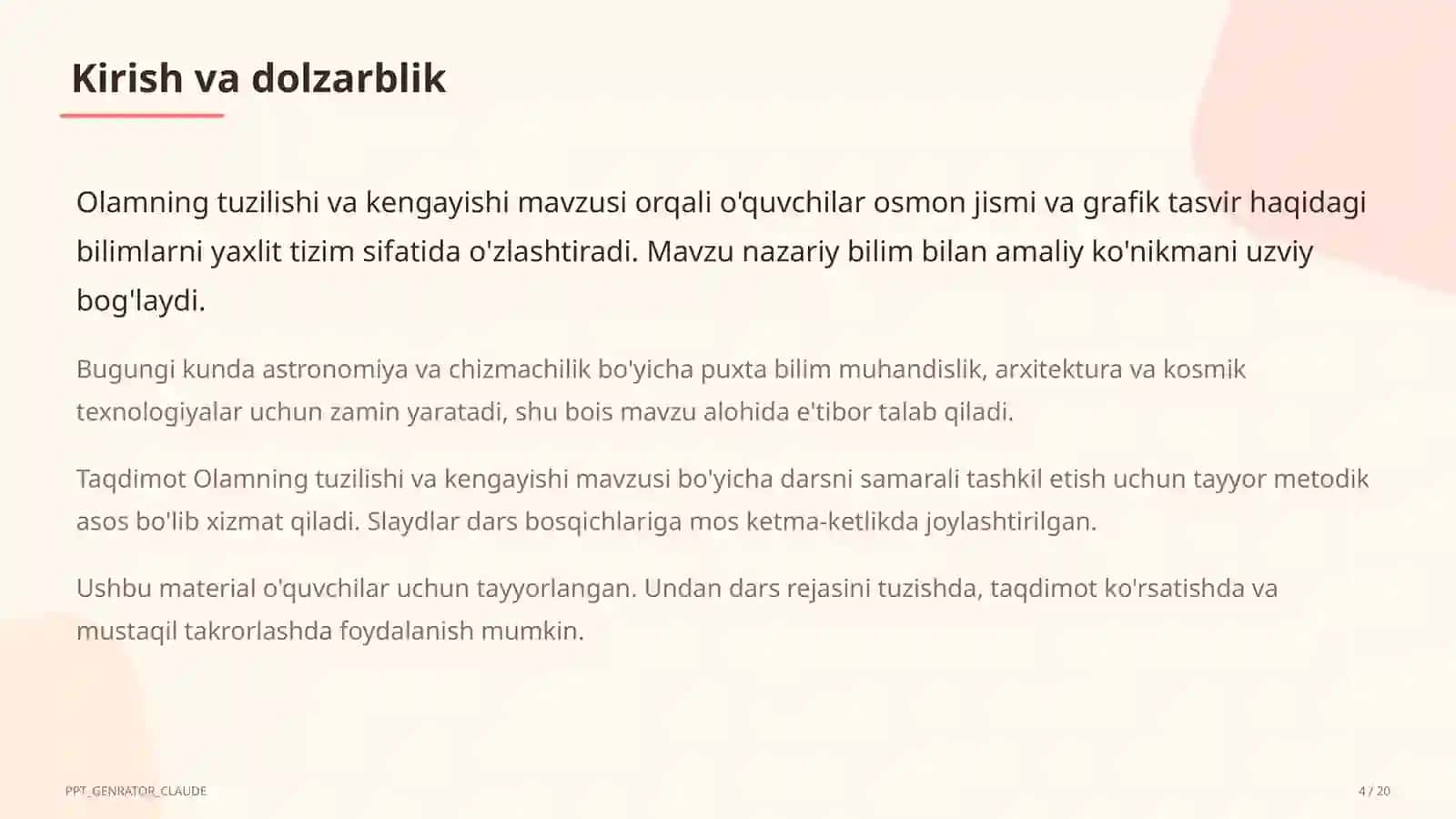 Olamning tuzilishi va kengayishi (11-sinf) 4