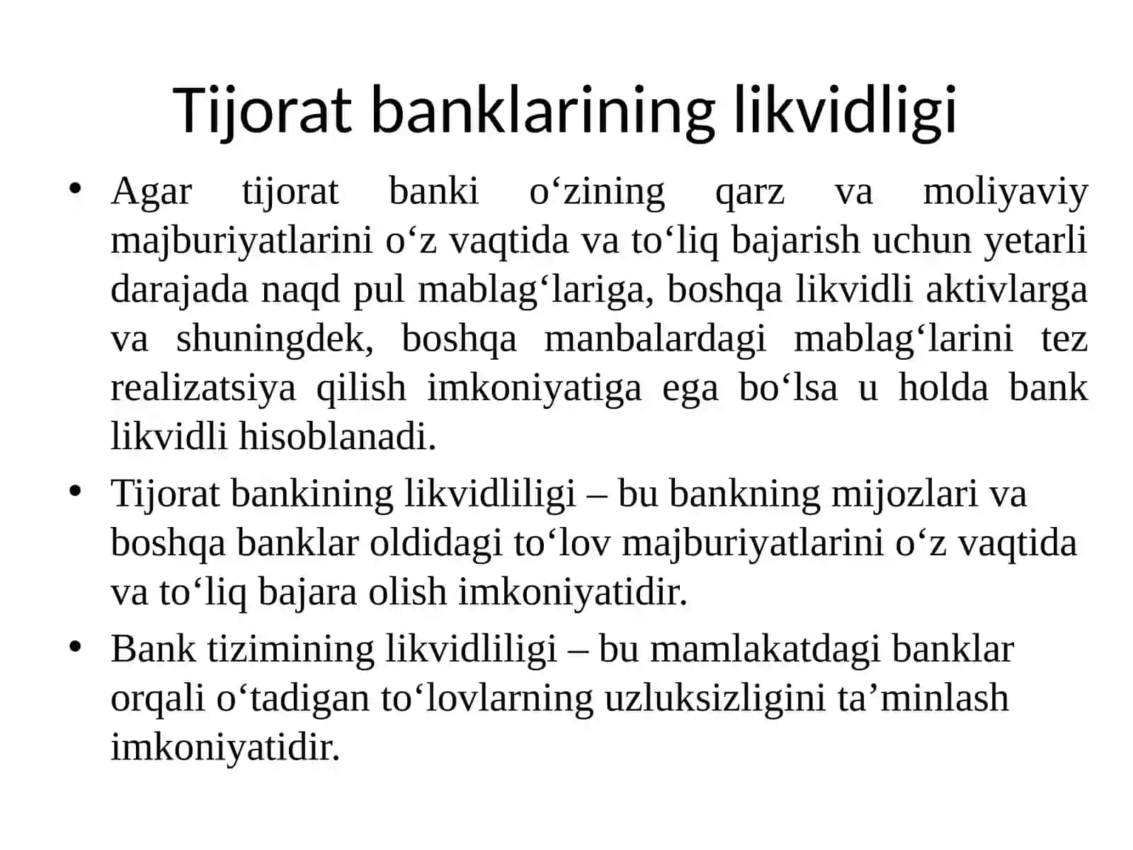 Likvidlikni boshqarish usullari 4