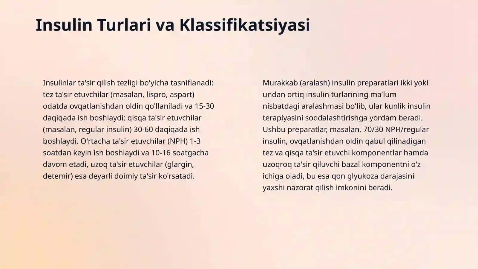 Insulinoterapiya, dozalash,  yuborish yo‘llari, saqlash qoidalari. Siydikda qand va asetonni aniqlash usullari. 4