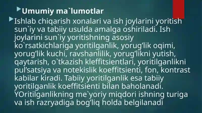 TRANSPORT VA SANOAT korxonalarida vainshootlarda tabiiy yorug’likni aniqlash 4