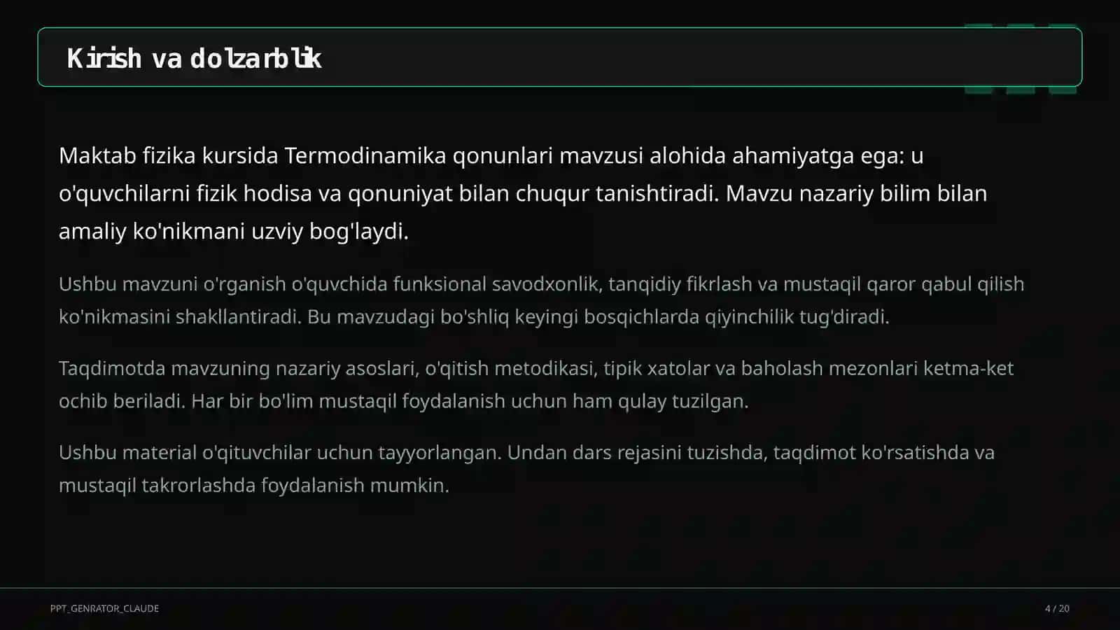 Termodinamika qonunlari (10-sinf) 4