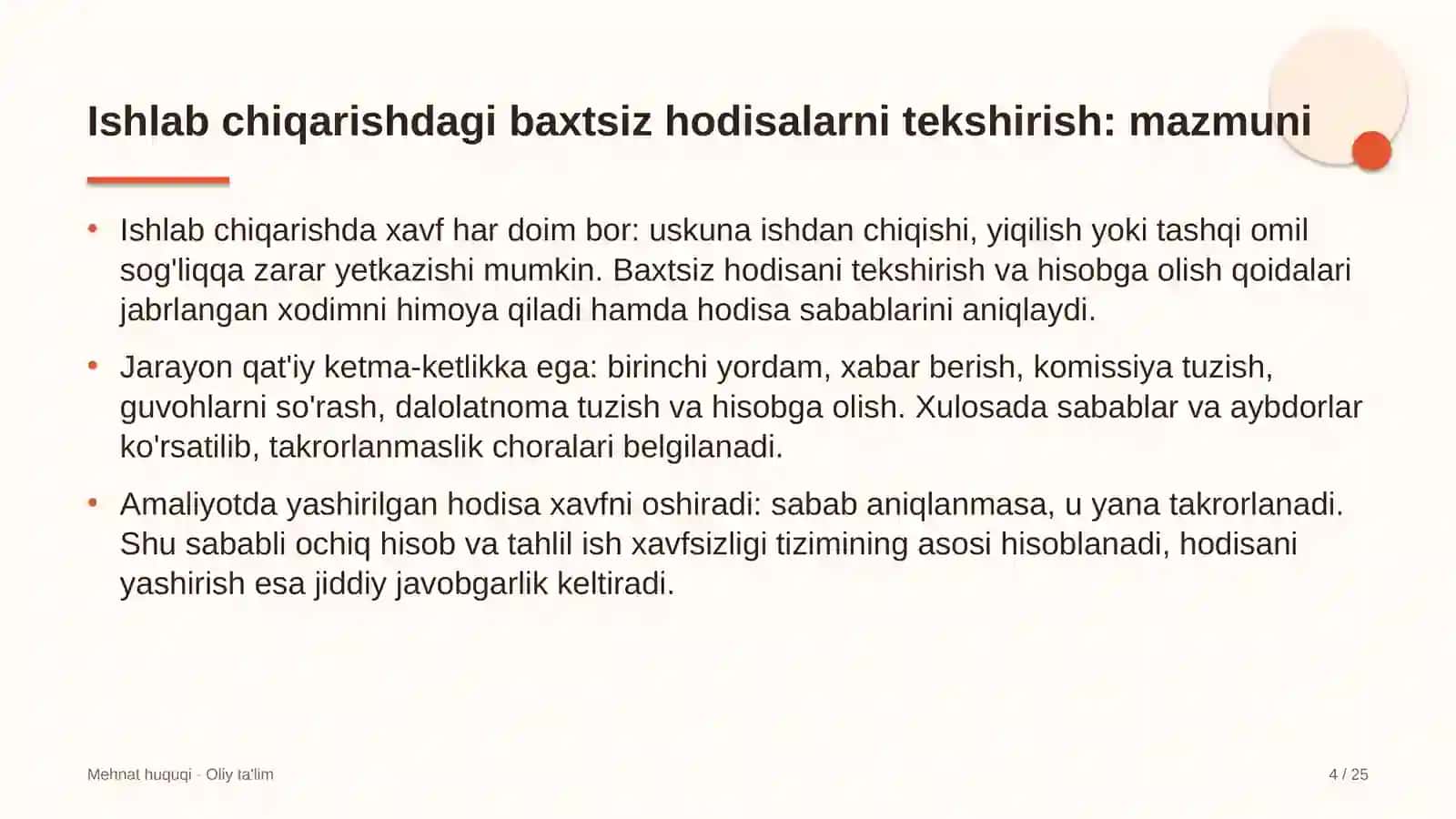 Yuqori tezlikdagi temir yo'l qatnovida ishlab chiqarishdagi baxtsiz hodisalarni tekshirish va hisobga olish 4