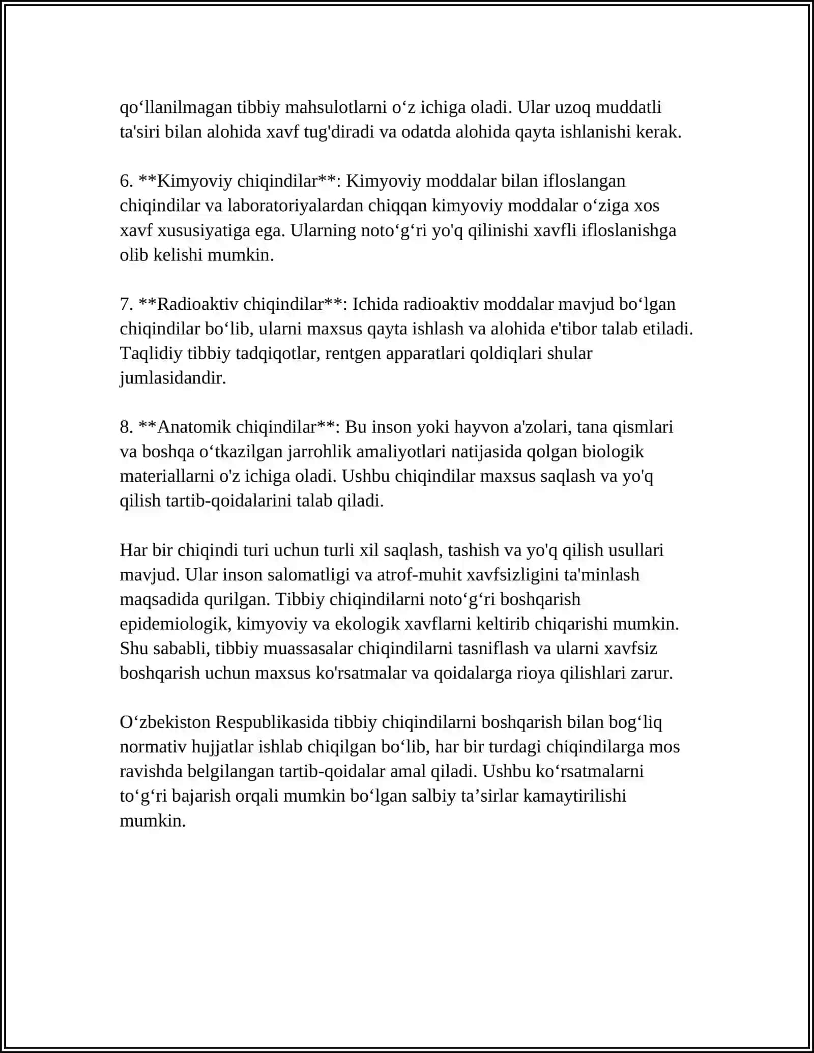 TIBBIY CHIQINDILARNI VAQTINCHA SAQLASHGA TALABLAR 4