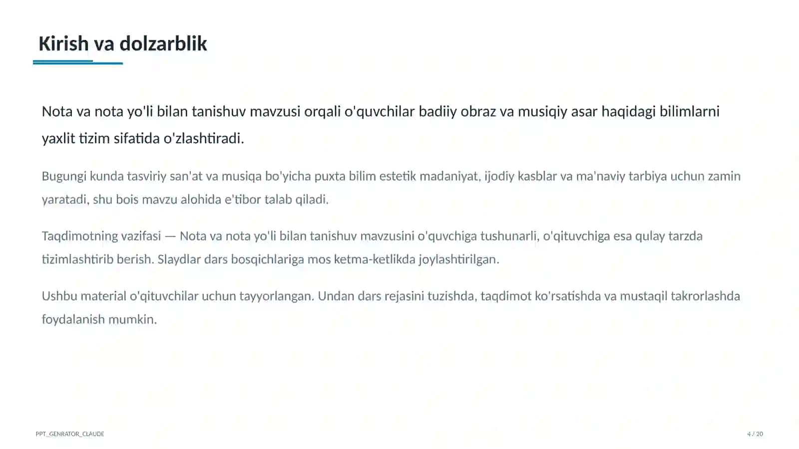 Tasviriy san'at va musiqa (1–7) — o'qituvchilar uchun 4