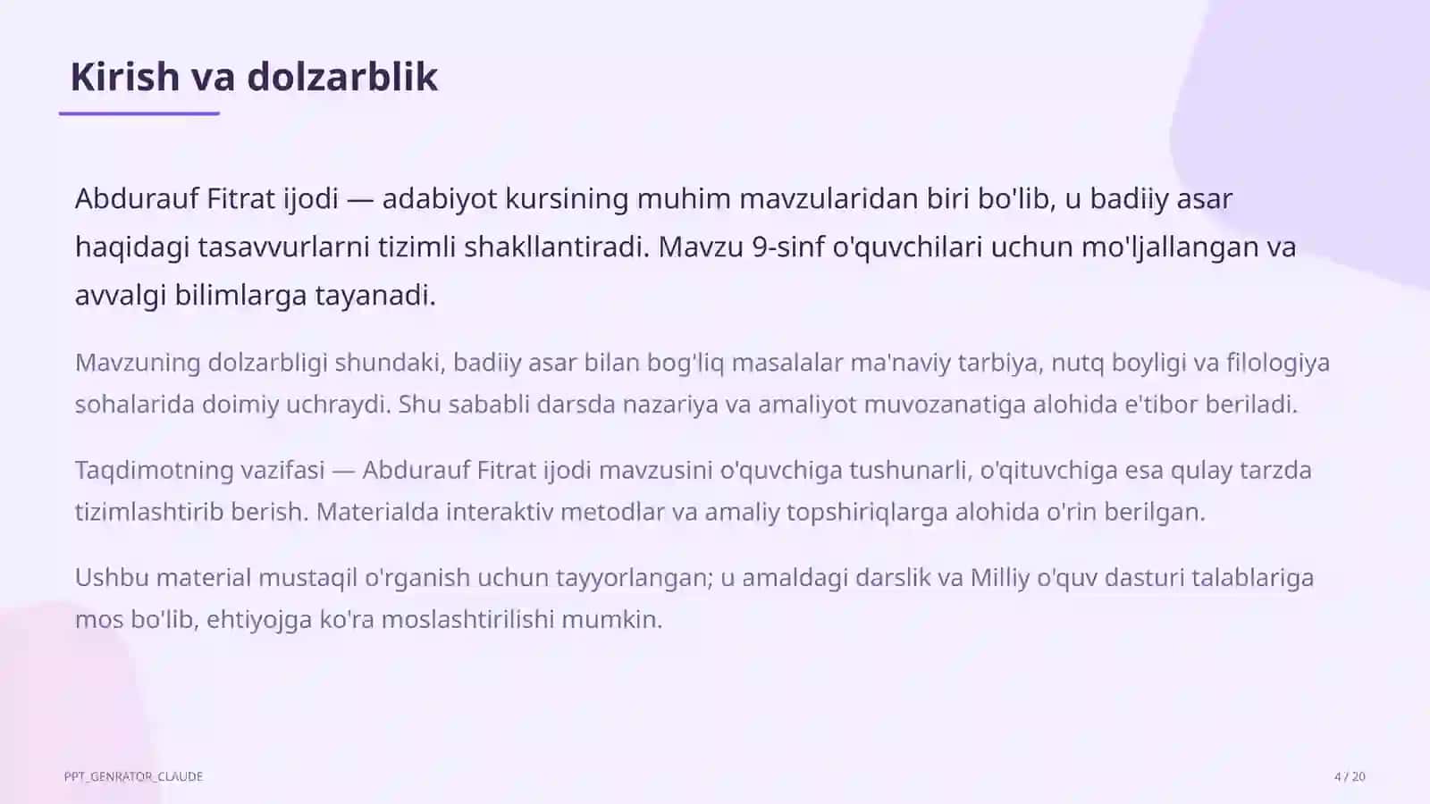 Abdurauf Fitrat ijodi (9-sinf) 4