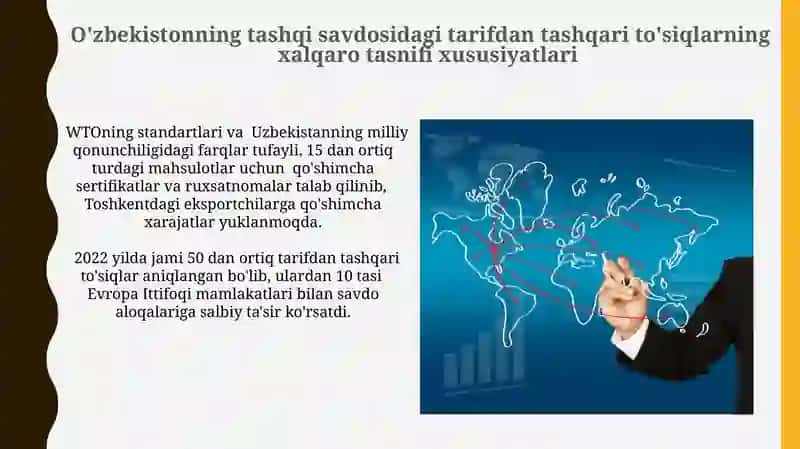 O'zbekiston tashqi savdosidagi notarif choralarni xalqaro tasniflash xususiyatlarini 4