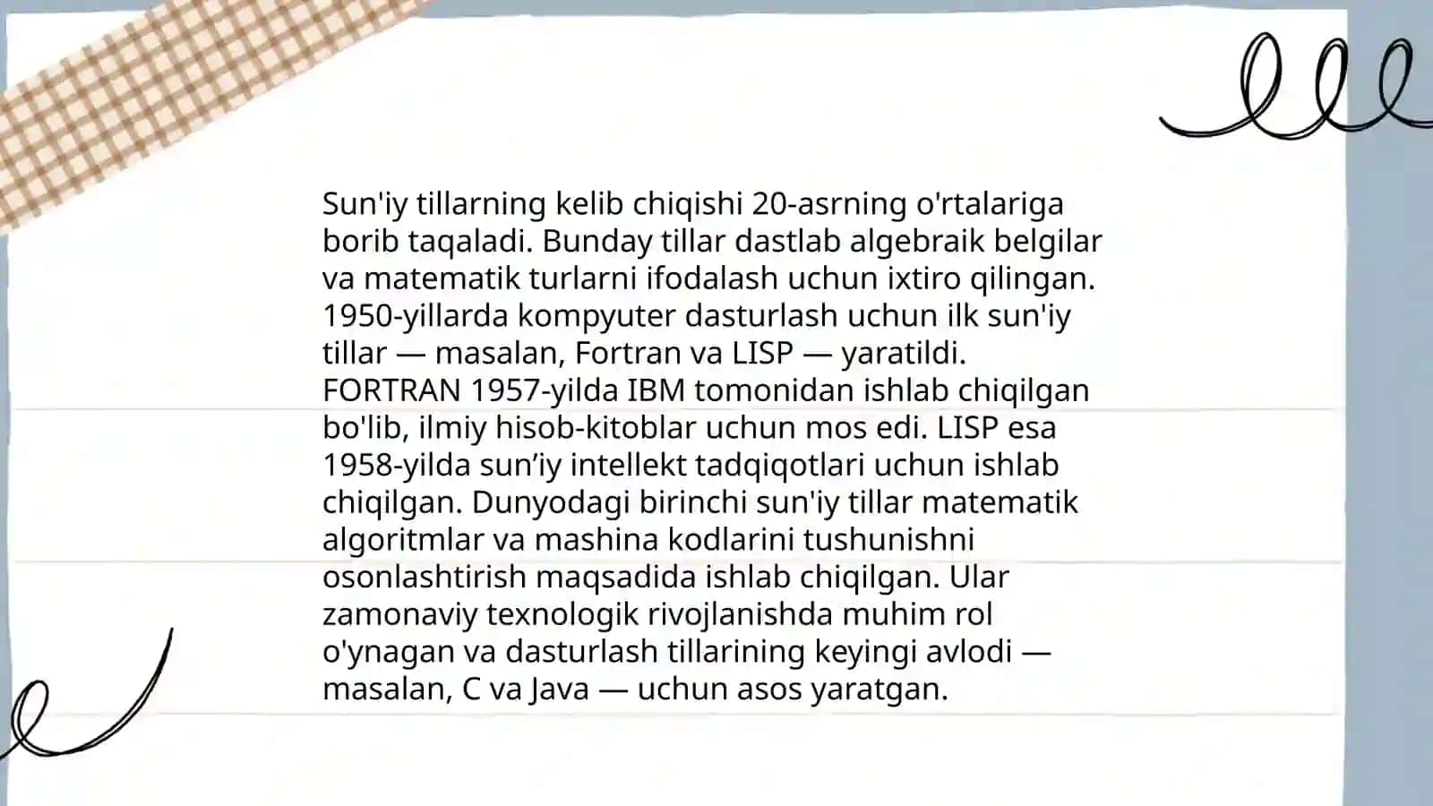 Sun'iy tillar mavzusida 4