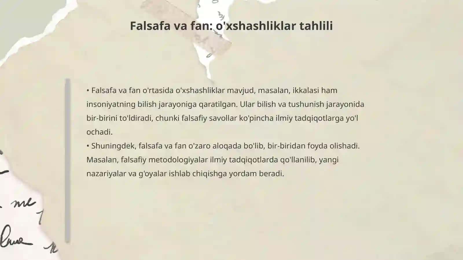 Falsafa va fan munosabati: o'xshashlik va farqlar 4