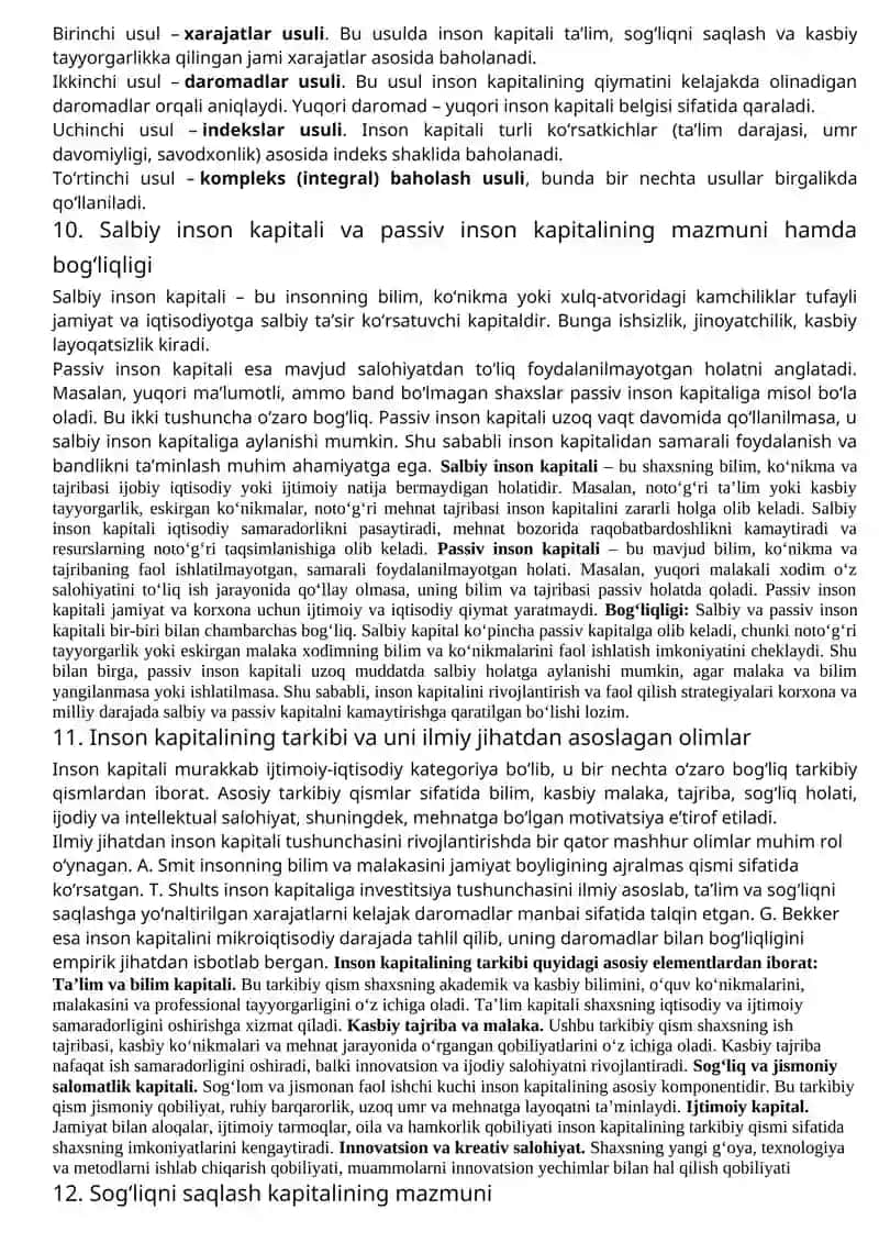 Inson kapitali nazariyasining rivojlanish bosqichlari 4