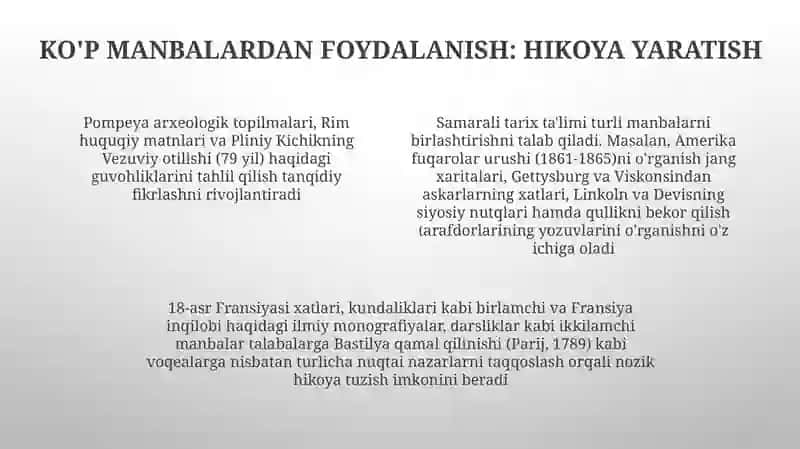 Yordamchi tarix fanlarining tarix ta'limi da tutgan o'rni va roli 4