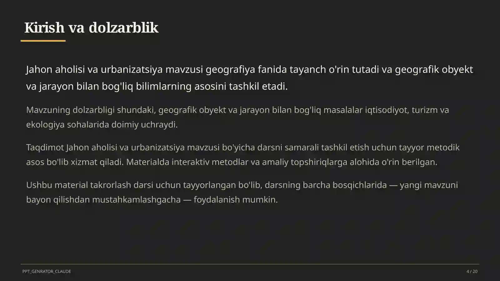 Jahon aholisi va urbanizatsiya (10-sinf) 4