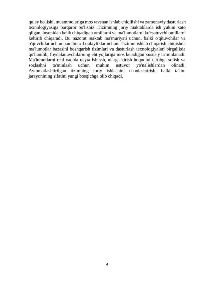 Umumta’lim maktablari uchun ma’lumotlar bazasini va Avtomatlashgan tizimni ishlab chiqish 4