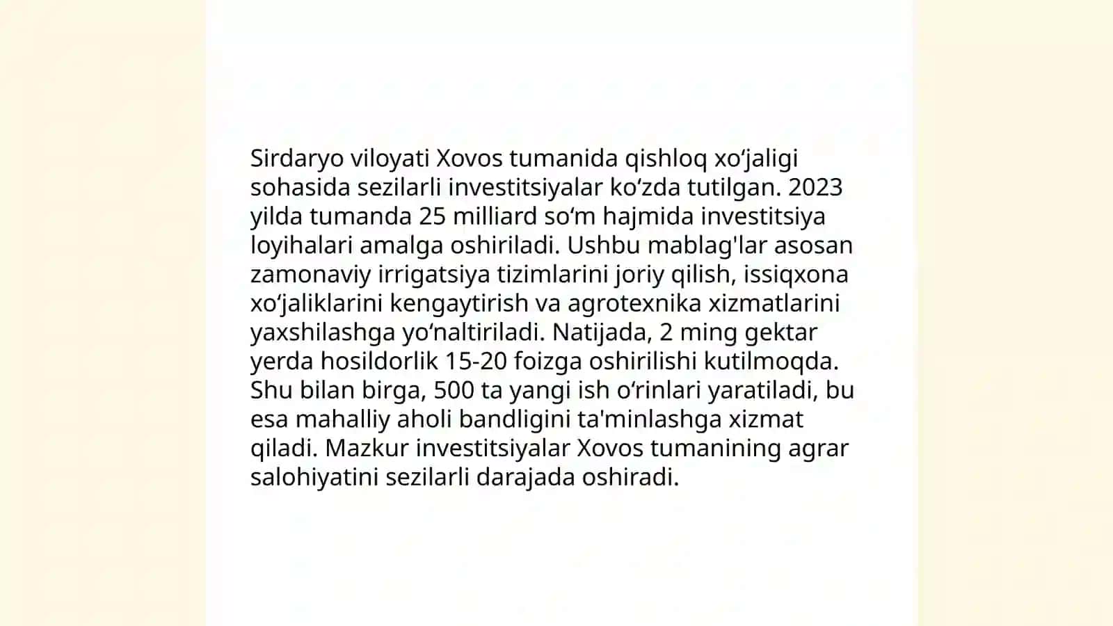 Toshkent viloyati Qo‘qon investitsiyalari 4