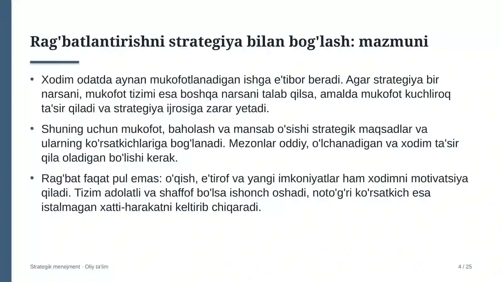 Bandlikka ko'maklashish markazlarida rag'batlantirish tizimini strategiya bilan bog'lash 4