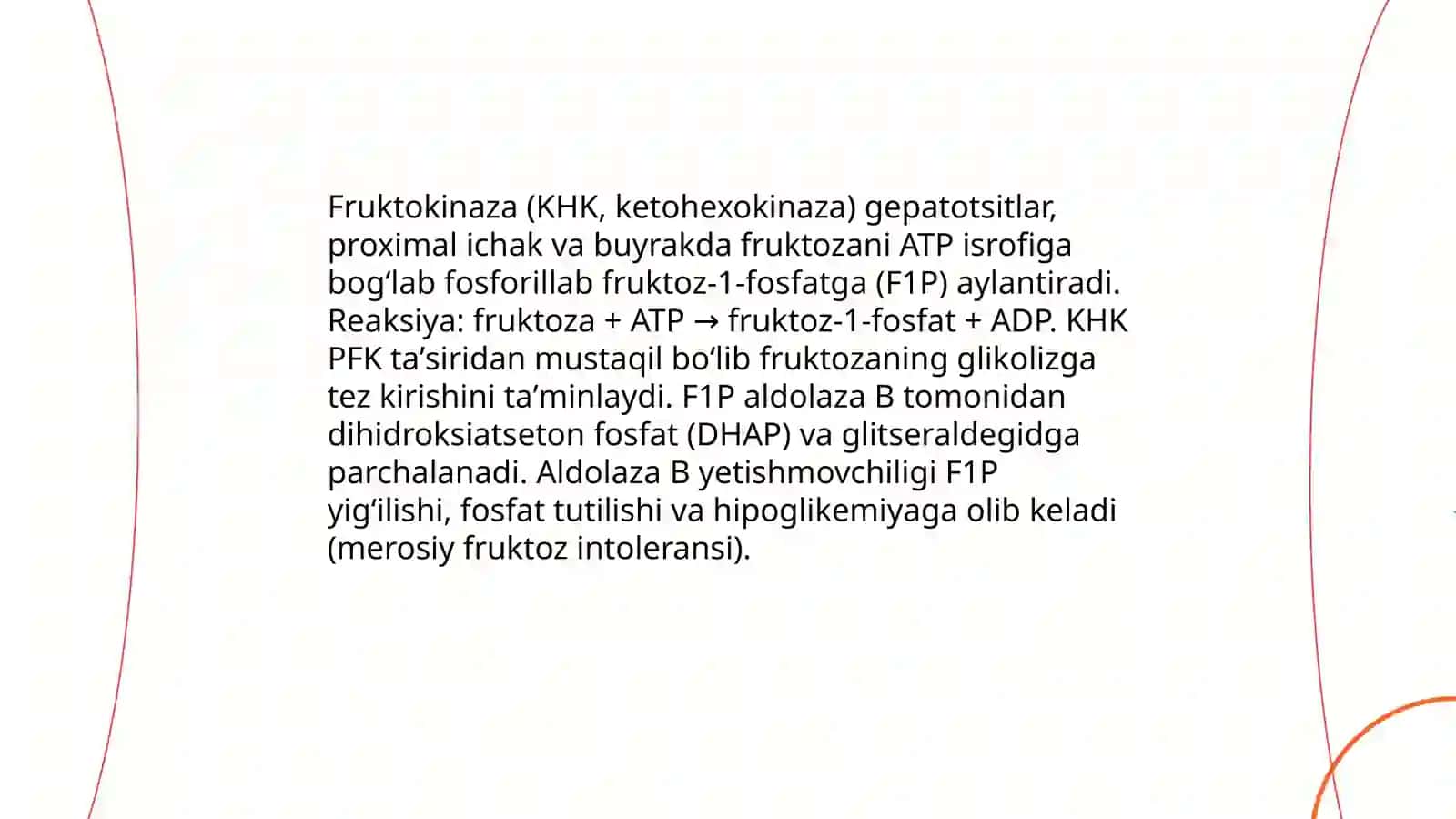 Fruktoza va galaktoza metabolizmi, uglevod metabolizmining gormonal nazorati, pentoz fosfat yo’lining aksiomi, glyukoproteinlar va proteoglikanlar 4