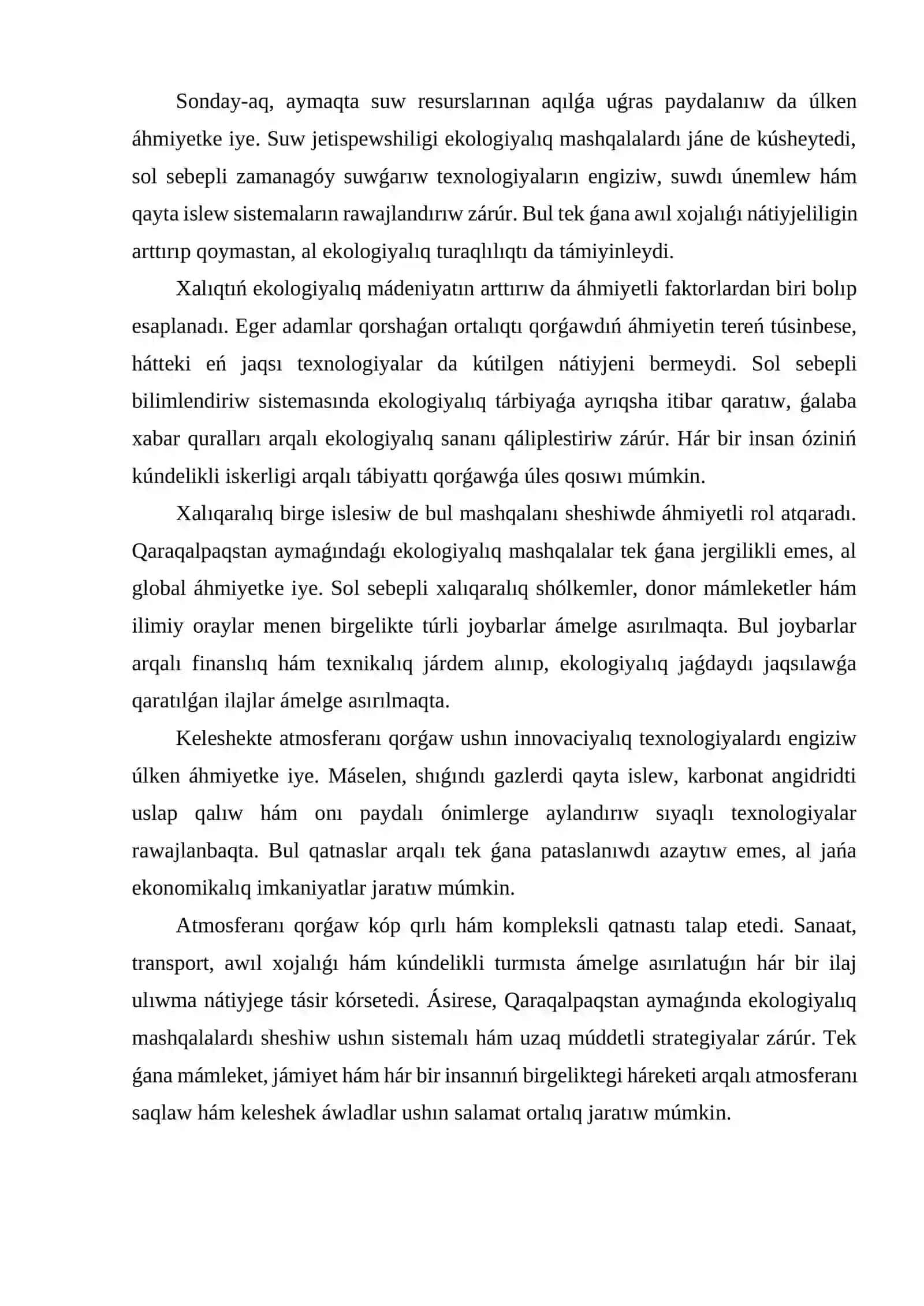 Atmosferanıń dúzilisi hám áhmiyeti, atmosferanı pataslandırıwshı derekler, Qaraqalpaqstanda atmosferaǵa tásir etiwshi tiykarǵı faktorlar 4