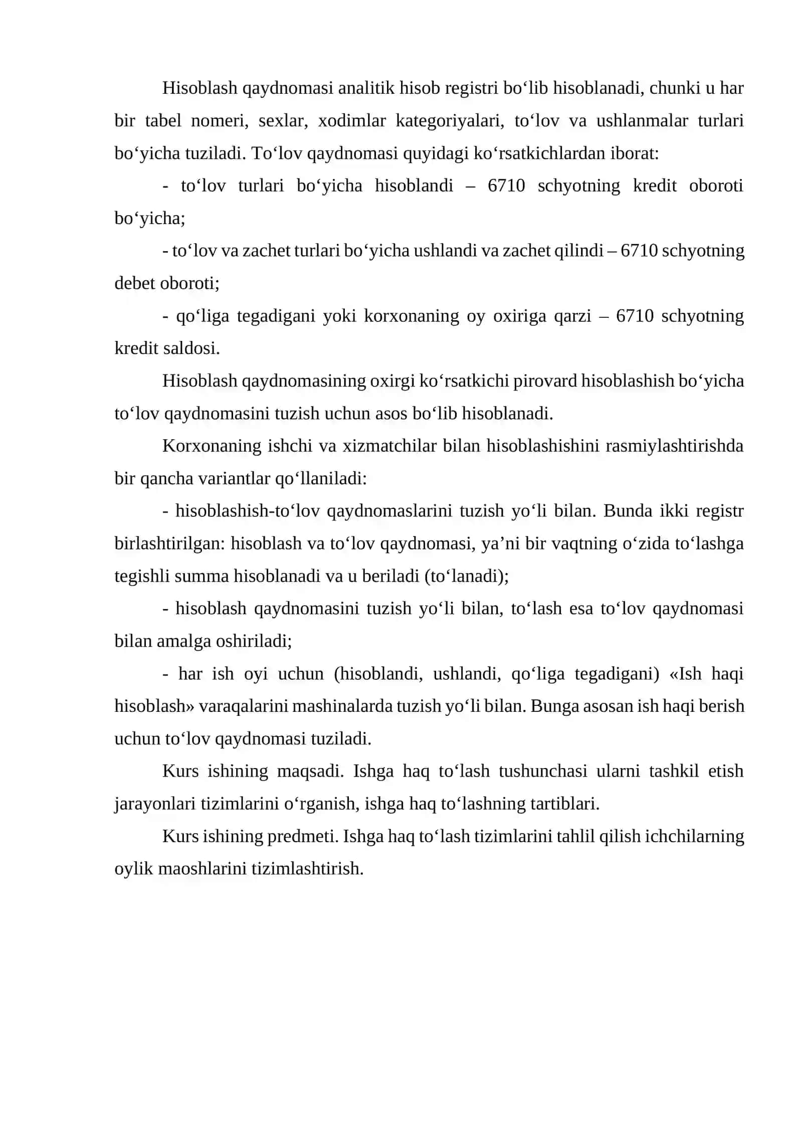 Mehnat xarajatlari hisobi KURS ISHI 4