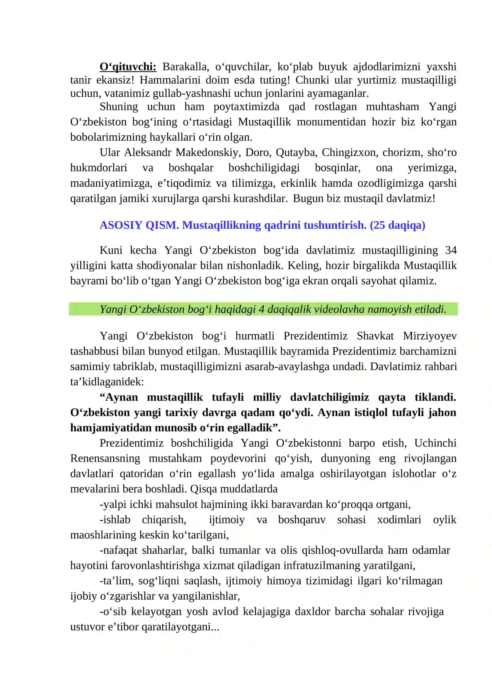 “Kelajak soati” darsining 9-11 sinflar uchun mashg‘ulot senariysi: 4