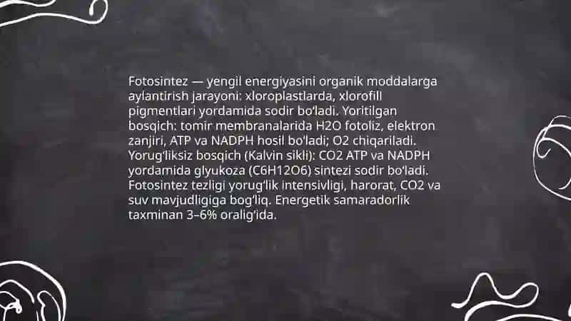 Oʻsimliklar dunyosi va ularning hayot tarzi haqidagi bilimlarni bilib olish va tahlil qilish 4
