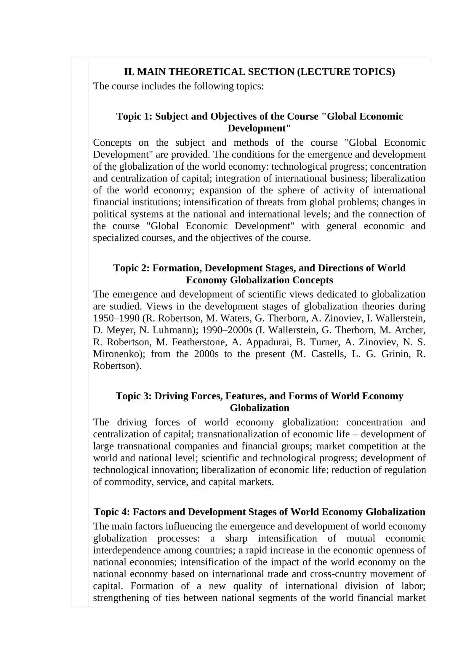 Global Economic Development Course Syllabus 4