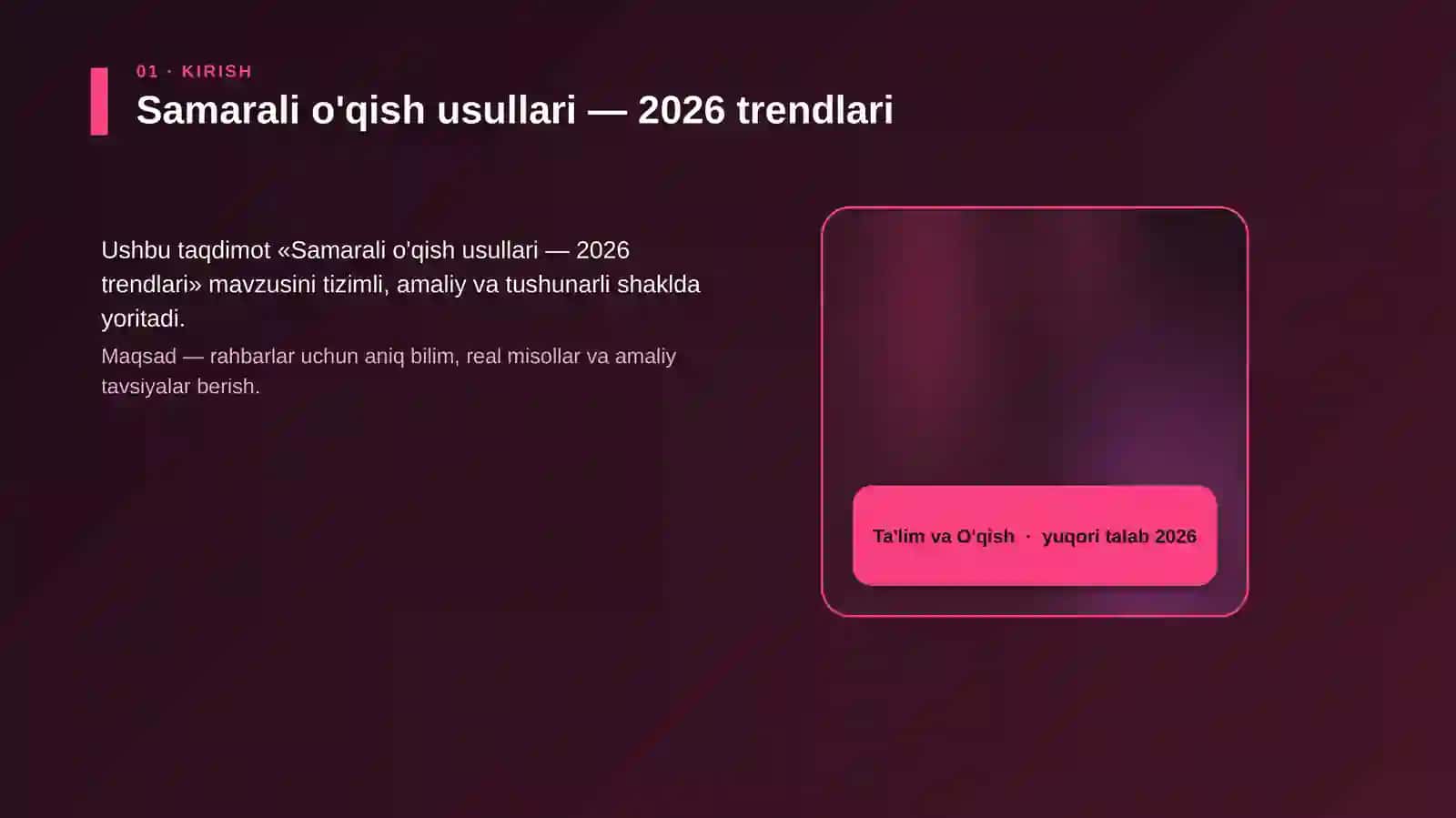 Samarali o'qish usullari — 2026 trendlari 4