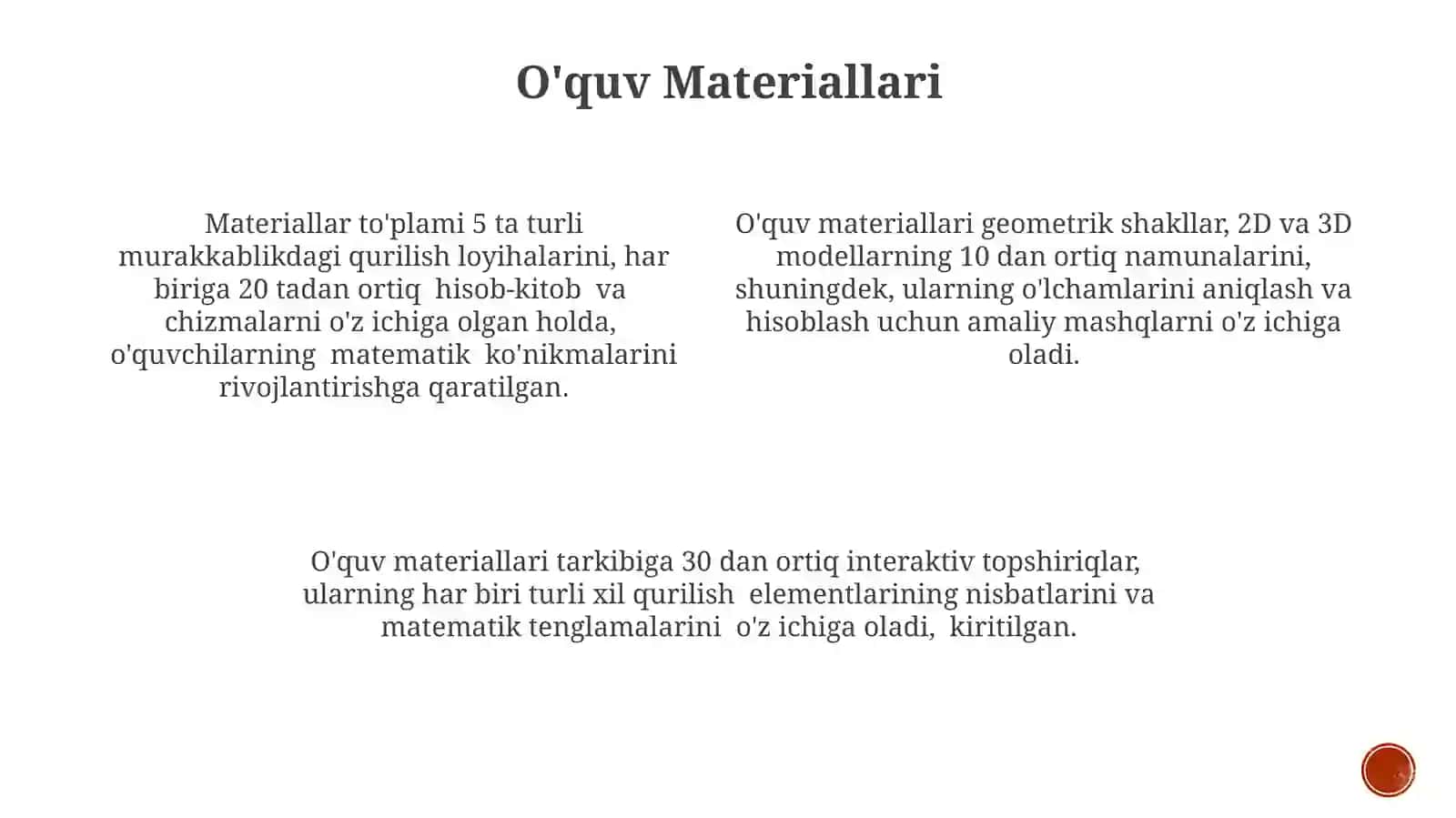 Qurish vakonstruksiyalash, matematika markazi 4