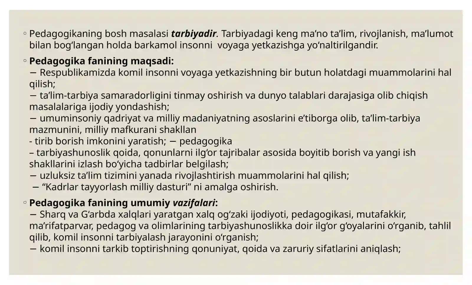 PEDAGOGIKA FAN SIFATIDA. TIBBIYOTDA PEDAGOGIK BILIMLARNING O‘RNI VA AHAMIYATI 4