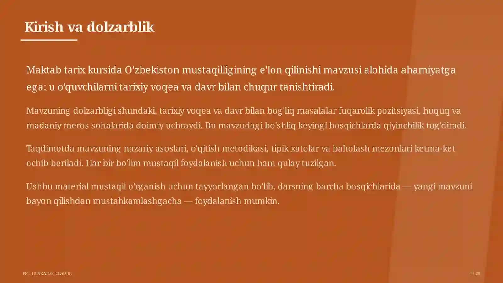 O'zbekiston mustaqilligining e'lon qilinishi (11-sinf) 4