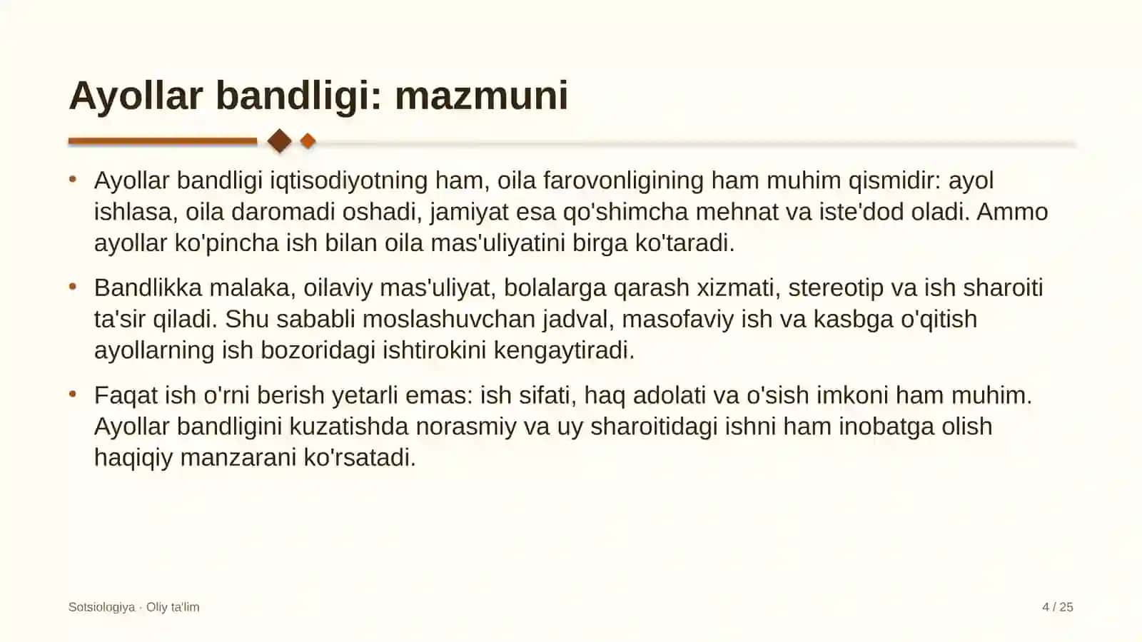 Dilerlik tarmoqlarida ayollar bandligi 4