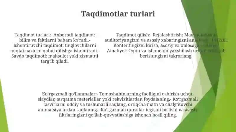 Taqdimotlar bo'yicha maslahatlar 4