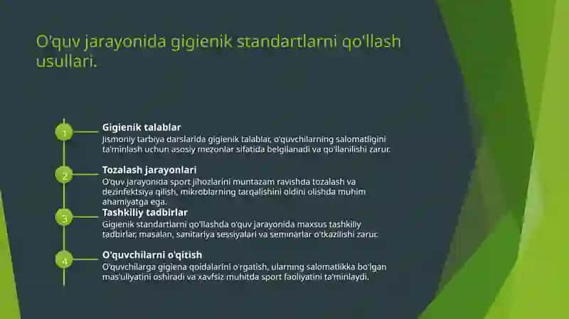 Jismoniy tarbiya darsiga boʻlgan gigienik talablar 4