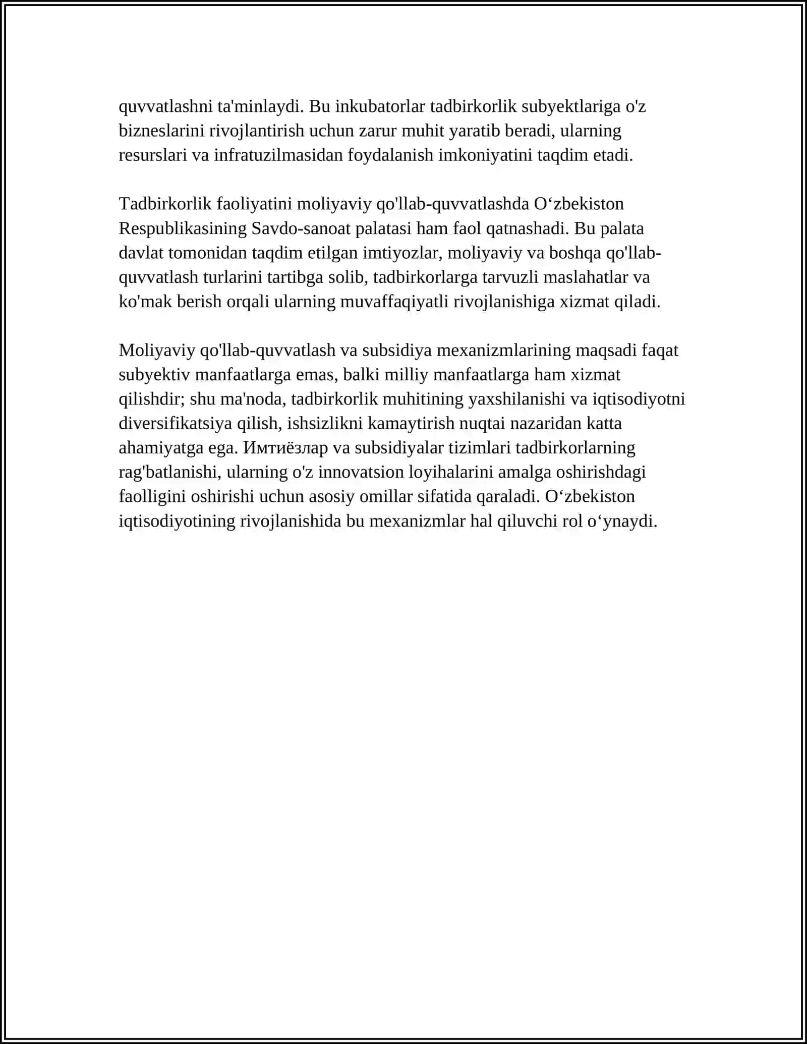 Moliyaviy qoʻllab-quvvatlash va subsidiya mexanizmlari 4