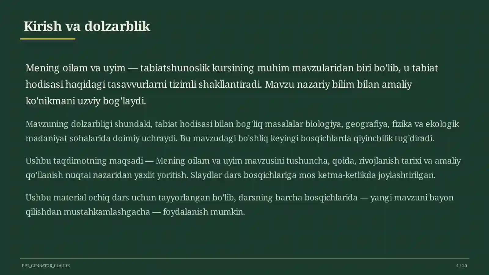 Boshlang'ich sinf: Tabiatshunoslik (1-4) 4