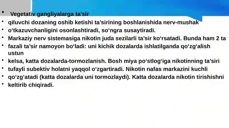 Nikotinga sezgir xolinoreseptorlarga ta'sir etuvchi vositalar 4
