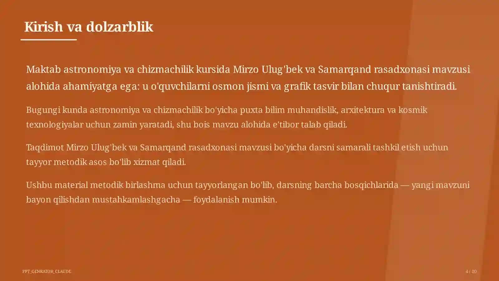 Mirzo Ulug'bek va Samarqand rasadxonasi (10-sinf) 4