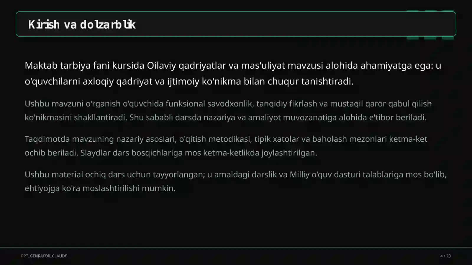 Oilaviy qadriyatlar va mas'uliyat (10-sinf) 4