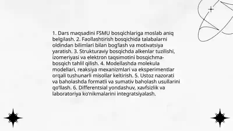 Alkenlar mavzusini oʻqitishda "FSMU" metodidan foydalanish 4