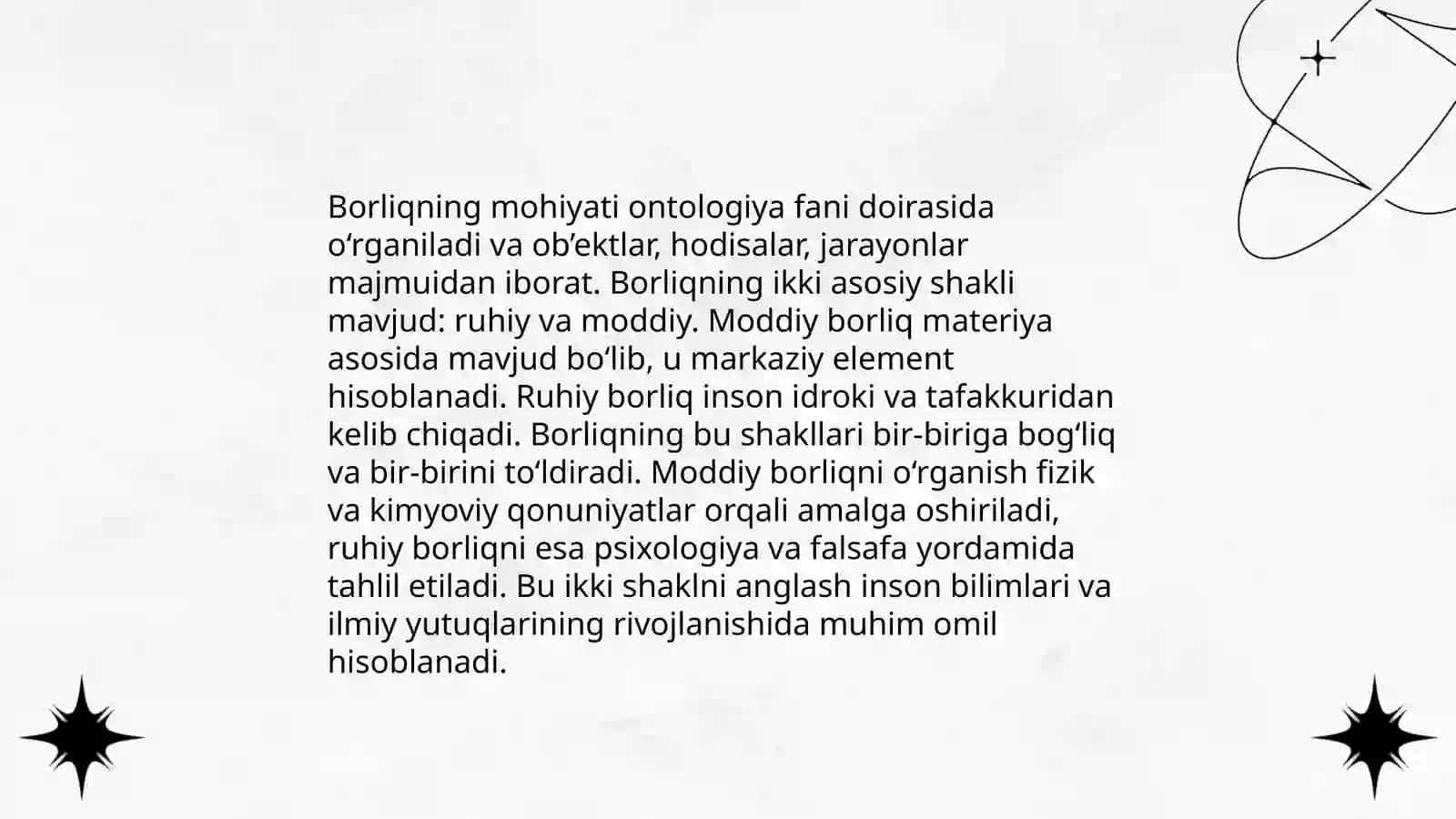 Borliqni ta'riflash muammosi 4