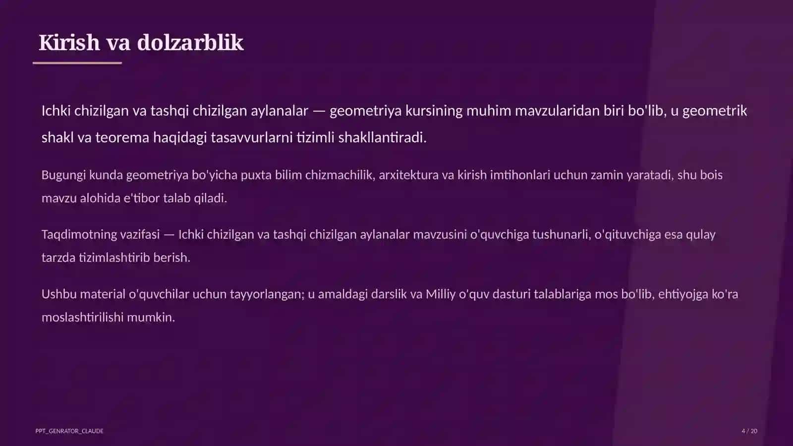 Ichki chizilgan va tashqi chizilgan aylanalar (8-sinf) 4