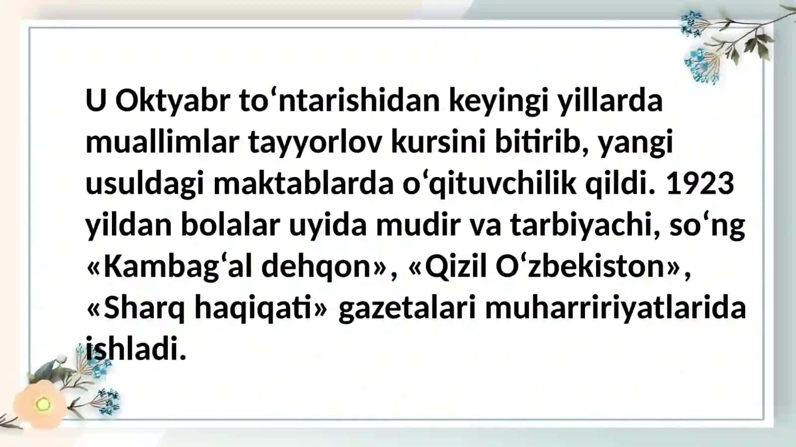 GʻGʻulomning "Shumbola" qissasini biografik metod asosida tahlil qilish 4