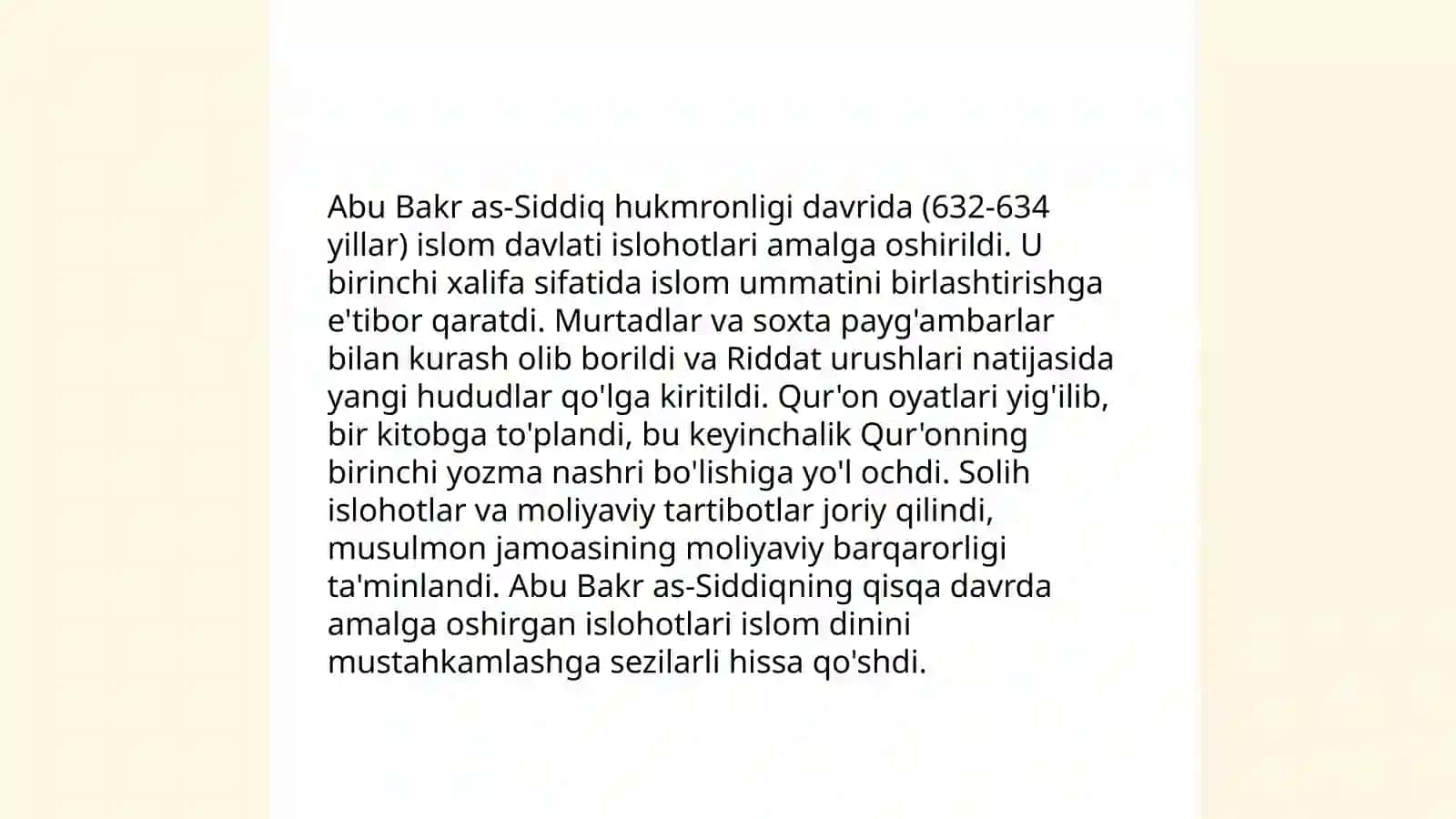 Roshid xalifalar davridagi islohotlarning umumiy tavsifi 4