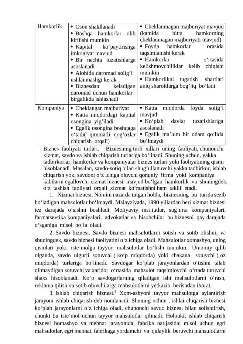 Biznes jarayonlari va ularni hisobga olish Reja 4