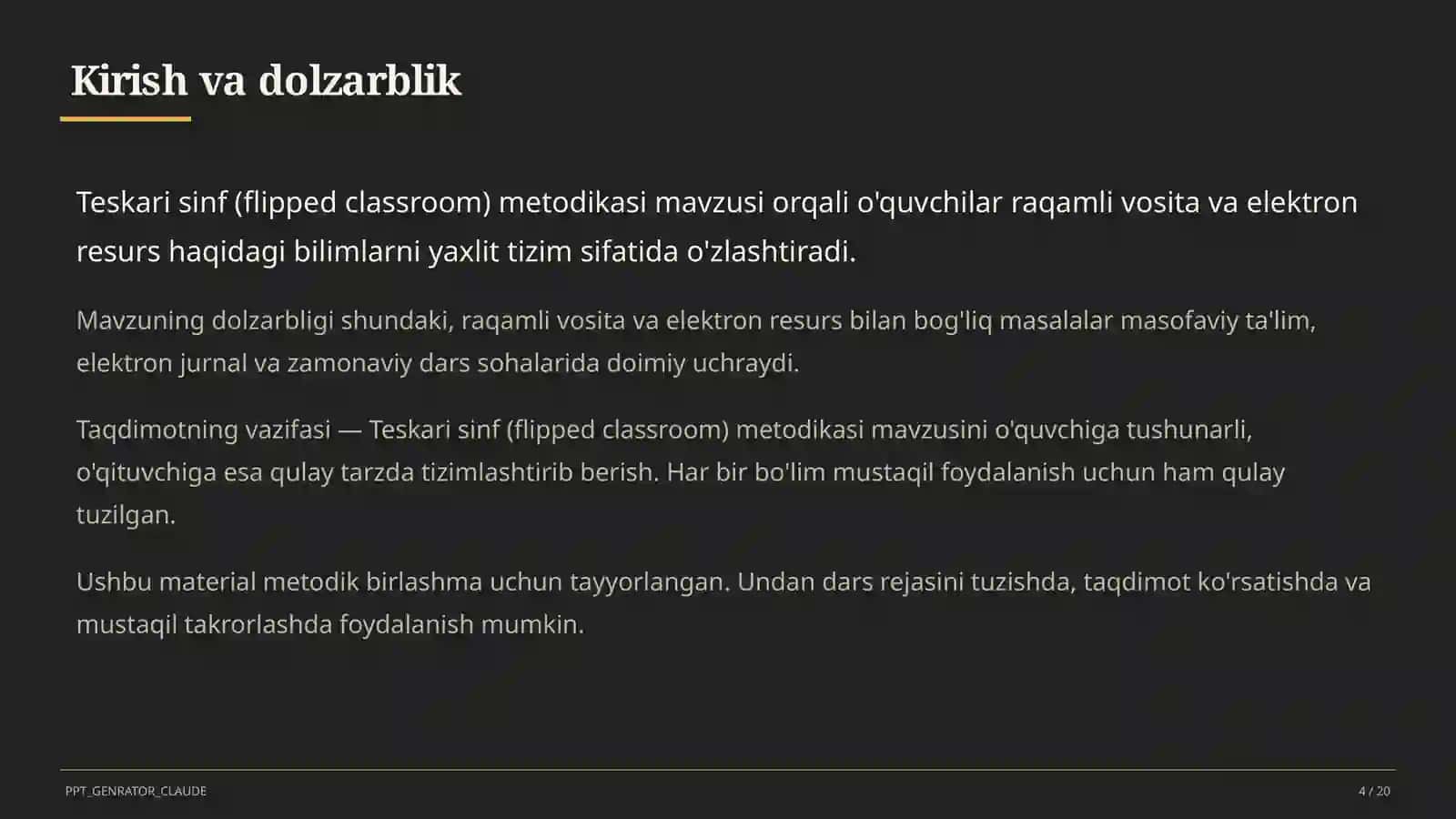 Teskari sinf (flipped classroom) metodikasi 4