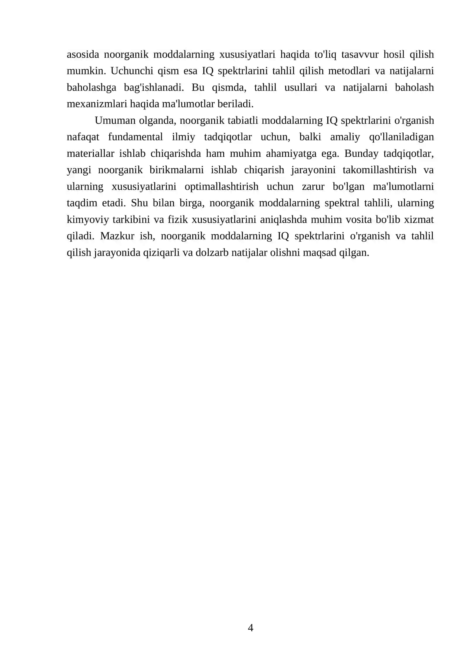 Noorganik tabiatli moddalarning IQ spektrlarini olish va tahlil qilish 4