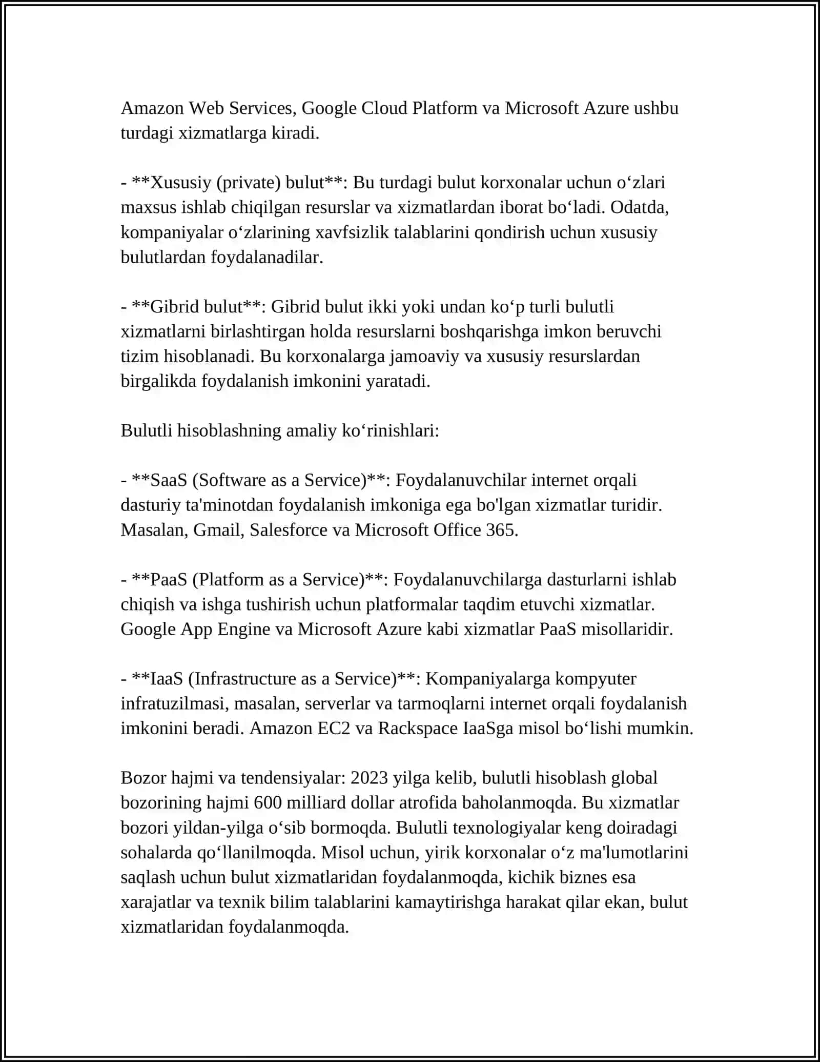 BULUTLI TEXNALOGIYALAR VA ULAR BILAN ISHLASH 4