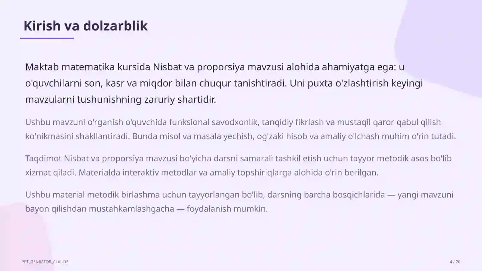 Nisbat va proporsiya (6-sinf) 4